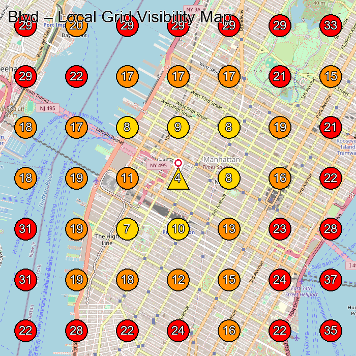 Blvd GeoGrid visibility map for Beauty Salon in New York